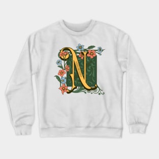 Art Nouveau Letter N, Ornamental Letter N, Art Deco Crewneck Sweatshirt